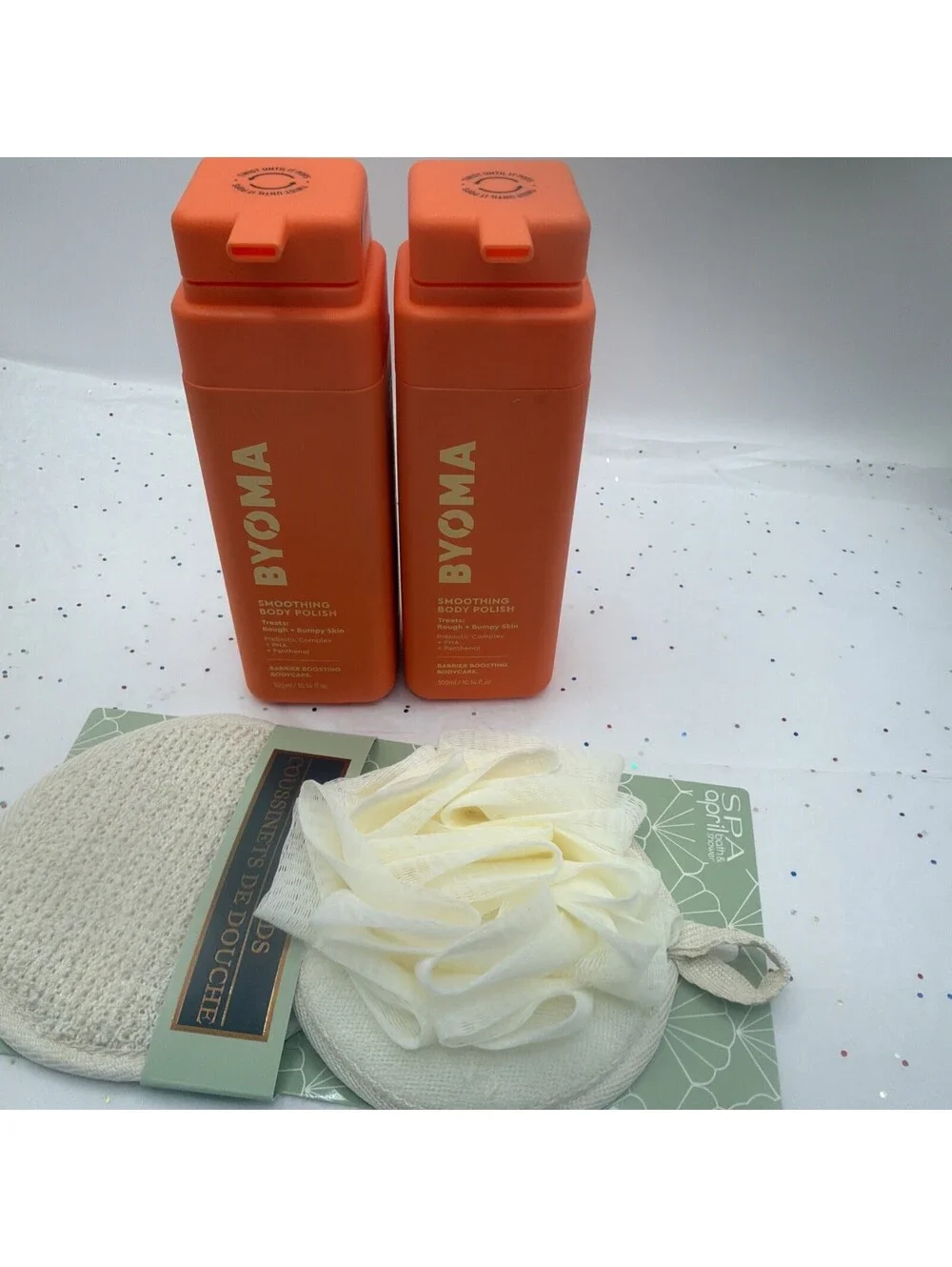 2 Pack BYOMA Smoothing Body Polish 10.14oz Exfoliating Scrub + Bonus Spa Pads